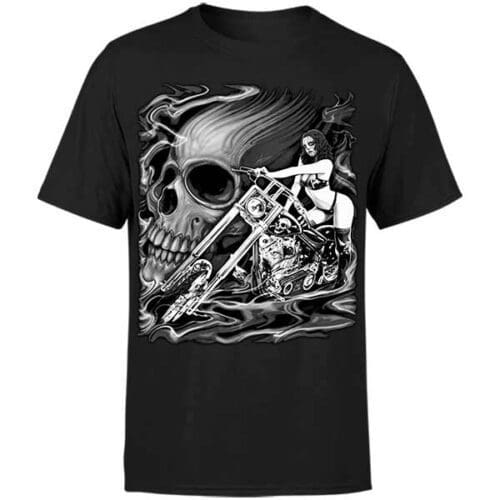 Babe on Bike With Skull Classic Tee