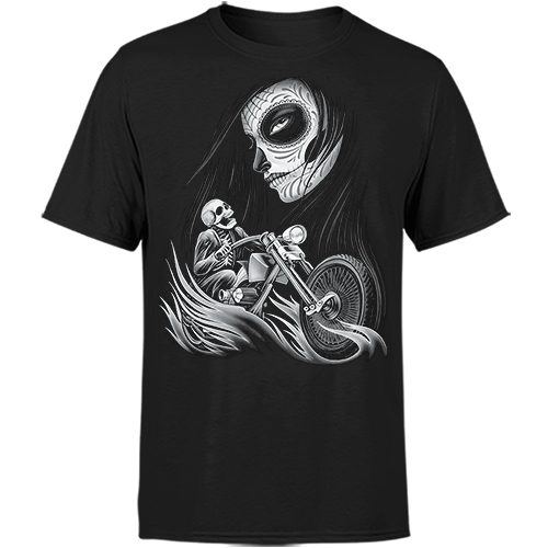 Skeleton biker lady moon T Shirt