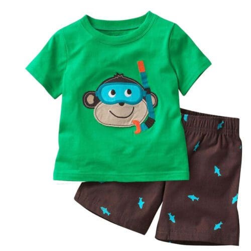 Green color BEACH THEMED Toddler Short Sets
