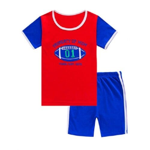 Set of red and blue sport wear for boys