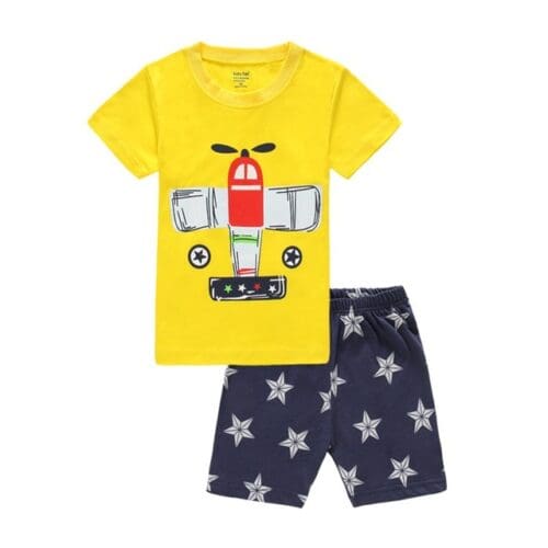 Yellow color MOTOR Themed Toddler Short Sets