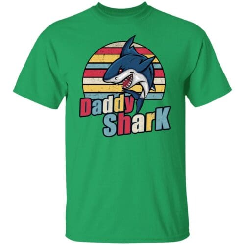 Green Color Daddy Shark Classic Tee Shirt for men