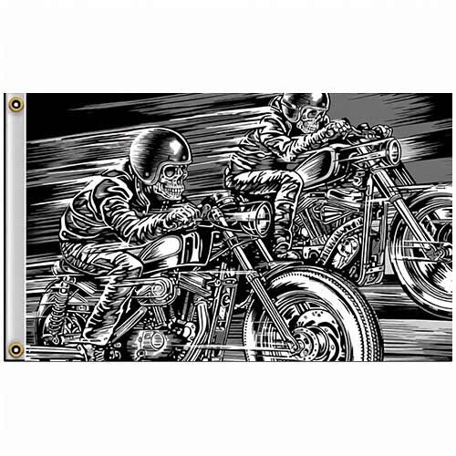 RACING SKELETONS ON MOTORCYCLES